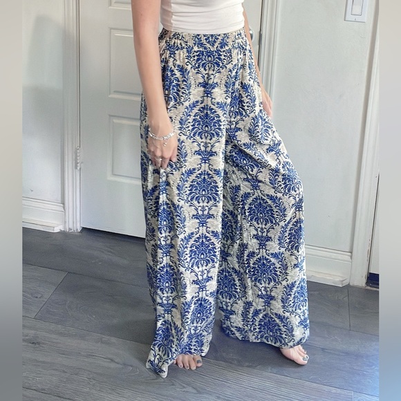 011 Boho Damask Print stretchy waist Trouser Pants - Picture 5 of 12